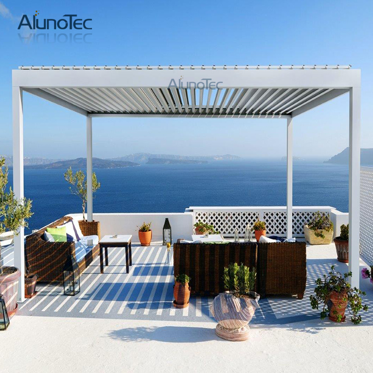 Unique Design Motorized Bioclimatic Pergola Louver Blade Roof System