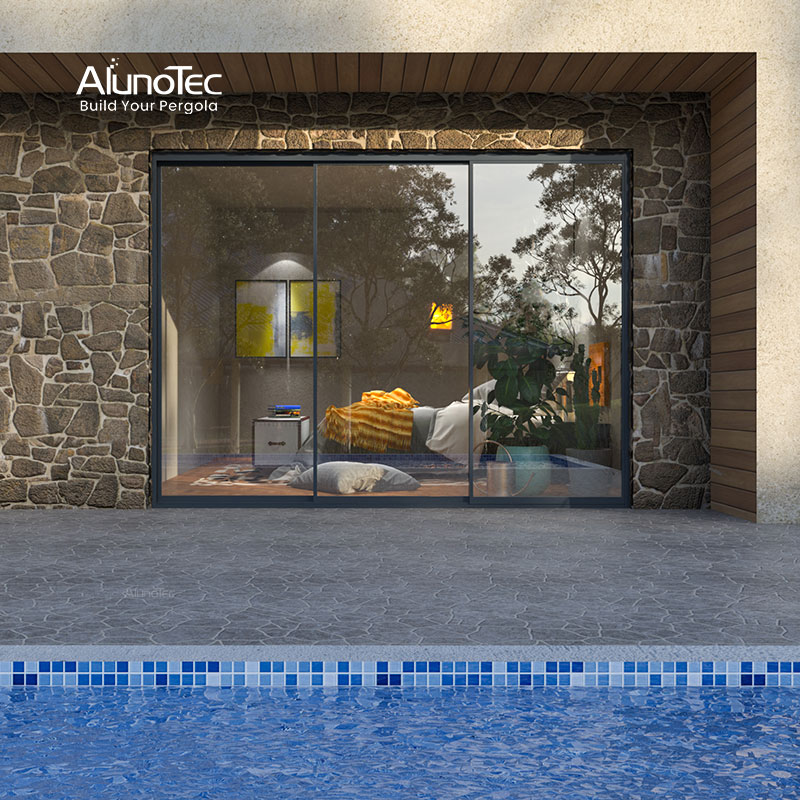 AlunoTec Elevate Modern Spaces Glass Heightens Safety Ultra-slim Framed Sliding Glass Door 