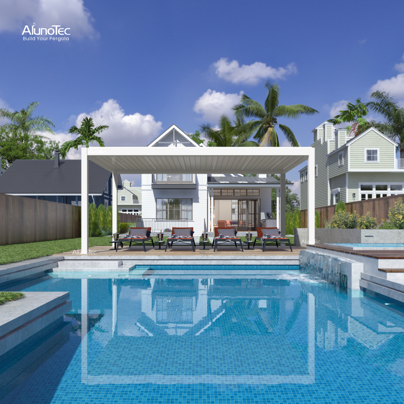 AlunoTec Remote-controlled 4x6m Free-standing Sunshades Greenhouse Villa Pergola for Sale