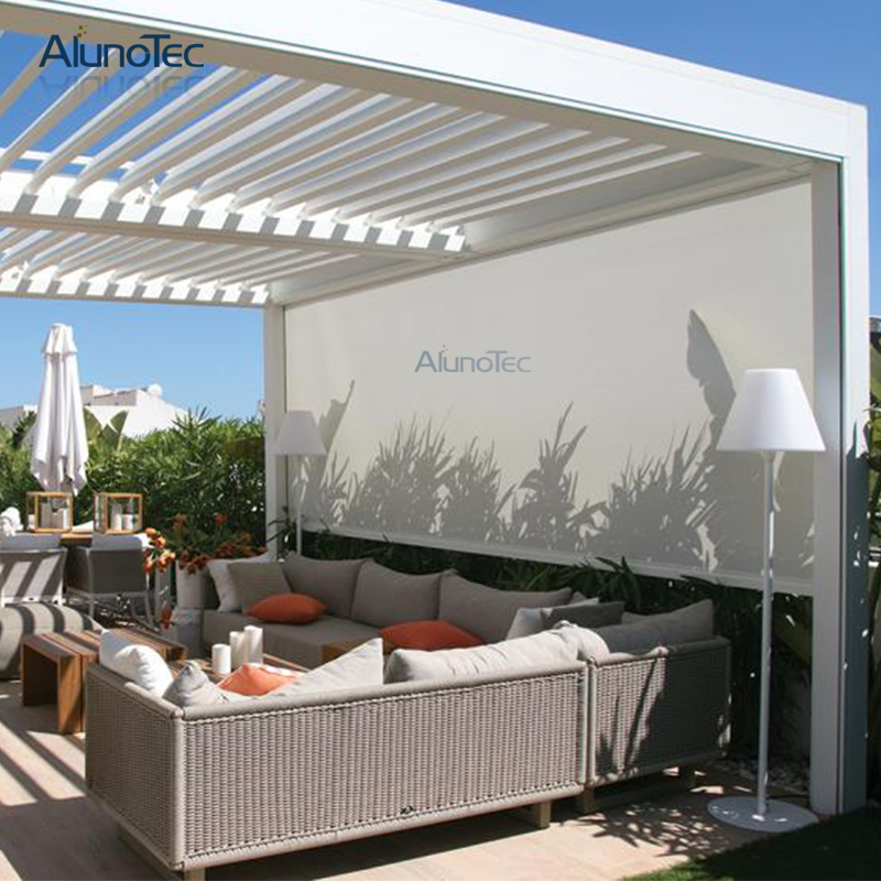Outdoor Windproof Sun Shades Fabric Zipper Screen Vertical Curtain Remote Control Shade Roller Blinds 