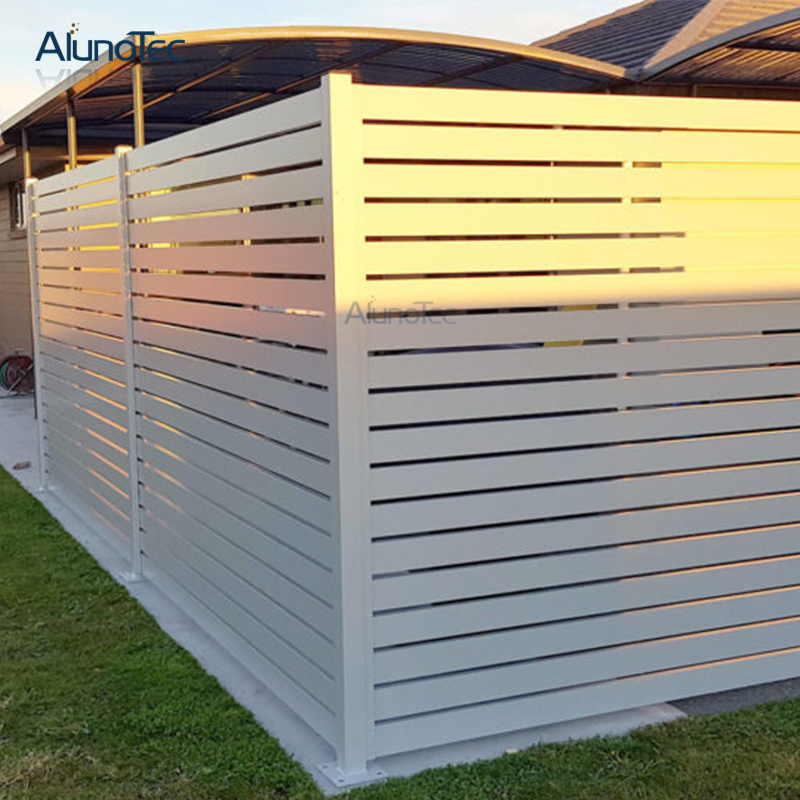 AlunoTec Outdoor Vertical Fences Slat Privacy Screen Panel Horizontal Aluminum Fence Garden Fencing