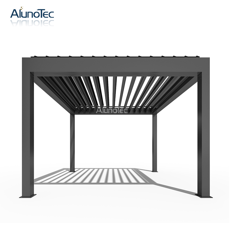 Outdoor Patio Adjustable Louver Roof Pergola With Led Lights