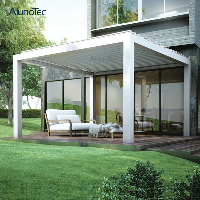 AlunoTec Electric Outdoor Aluminium Pergola Roof System Sun Shading Louvered Pergola For Garden 