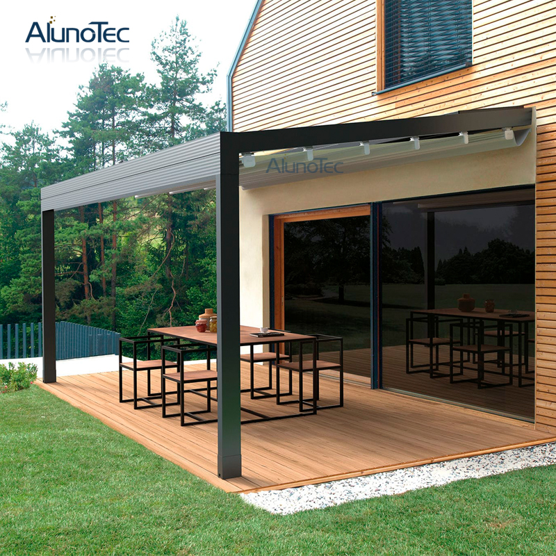 Outdoor Automatic Awning Retractable Side Awning With Curtain