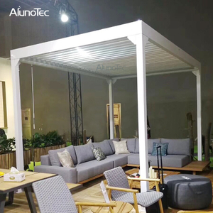 Alunotec Garden Aluminum Profiles Manual Louvered Roof Operation Waterproof Pergola Outdoor