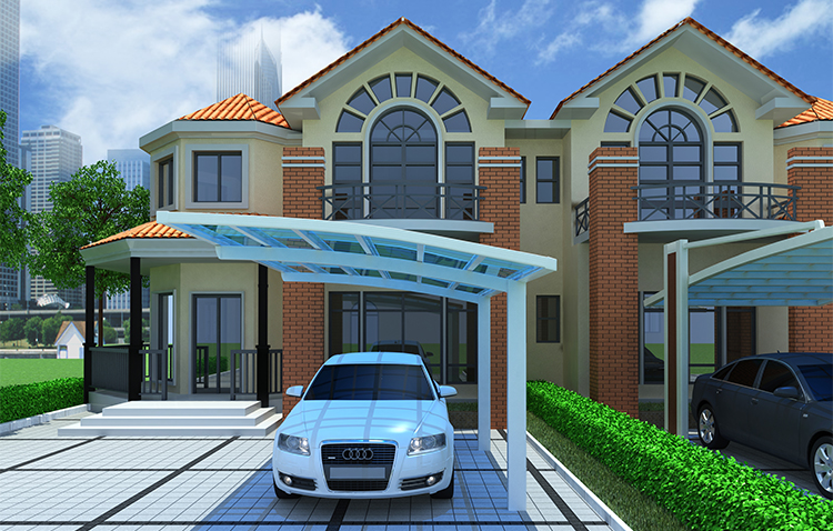 Polycarbonate Sheet Double Car Shelter Outdoor Carport Canopy With