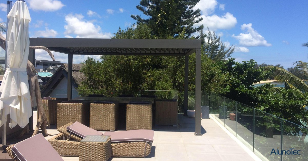 AlunoTec Pergola System Project Case- Pictures are provided by Mr. Didier from Mauritius, thanks a lot!