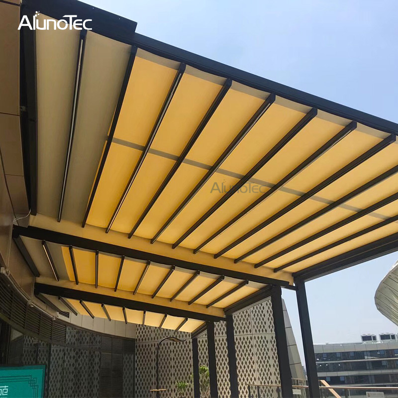 Electric Waterproof Retractable Pergola Roof For Outdoor Restaurant