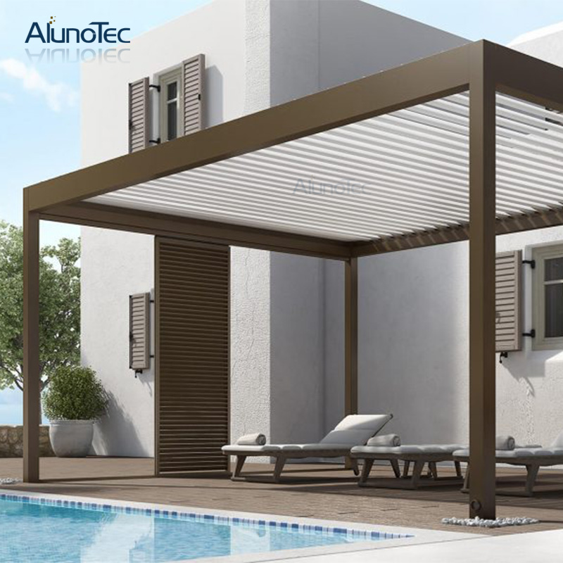 Remote Controlled Awning Adjustable Louver Pergola 3x3 For Outdoor