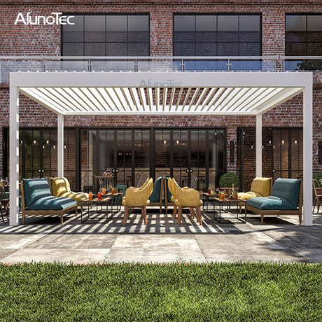 Waterproof Retractable Pergola Automatic System With Louvered Roof