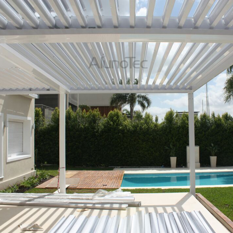  Aluminum Garden Pergola with Retractable Canopy