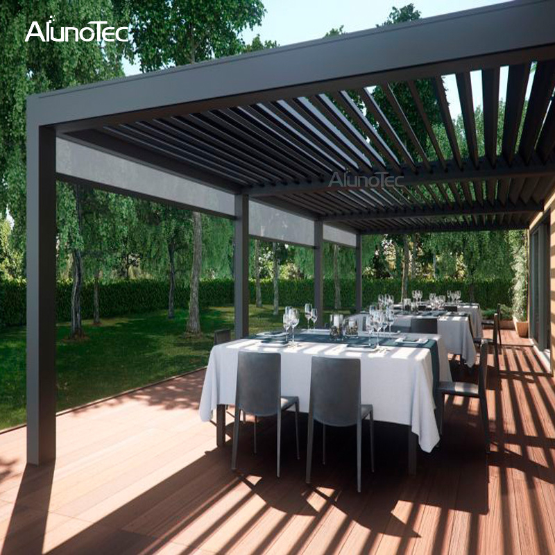 Electric Customized Louvre Roof Gazebo Rainproof Metal Pergola Bioclimatic