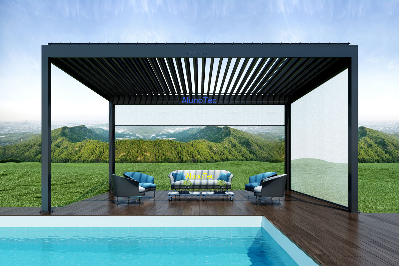 Opening Roof Modern Outdoor Room---AlunoTec Pergola