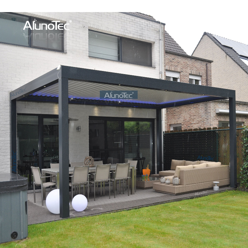 AlunoTec 12x10 Directly Toronto Freestanding Pergolas Canada Motorized Roof with Installation Manuals Video