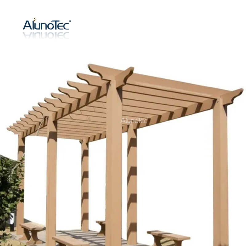 AlunoTec Customized Waterproof Opening Roof Shade Wood Plastic Canopy Patio Awning Gazebo WPC Pergola