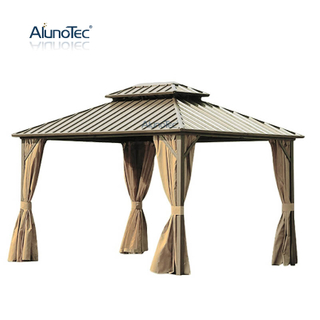 AlunoTec Durable Outdoor Sunroom Pavillion Kit Tent Green House Aluminum Pergola Hardtop Canopy Gazebo