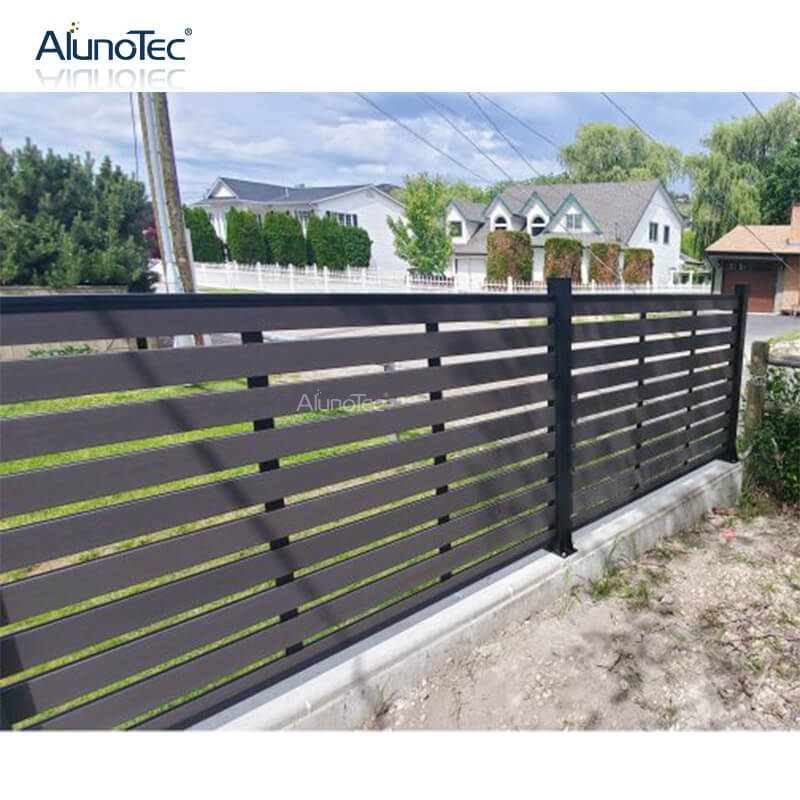 AlunoTec WPC Garden Wooden Outdoor Slat Panel Balcony Door Composite Privacy Fence 