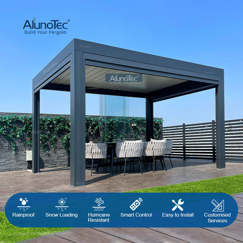 AlunoTec 12x16 Pergolas Roof Attachment Structures Design Solutions Balcony Vergola for Cost