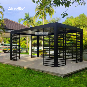AlunoTec 12'x17' Attached House Louvered Pergola Covers A Patio Walkway for Price