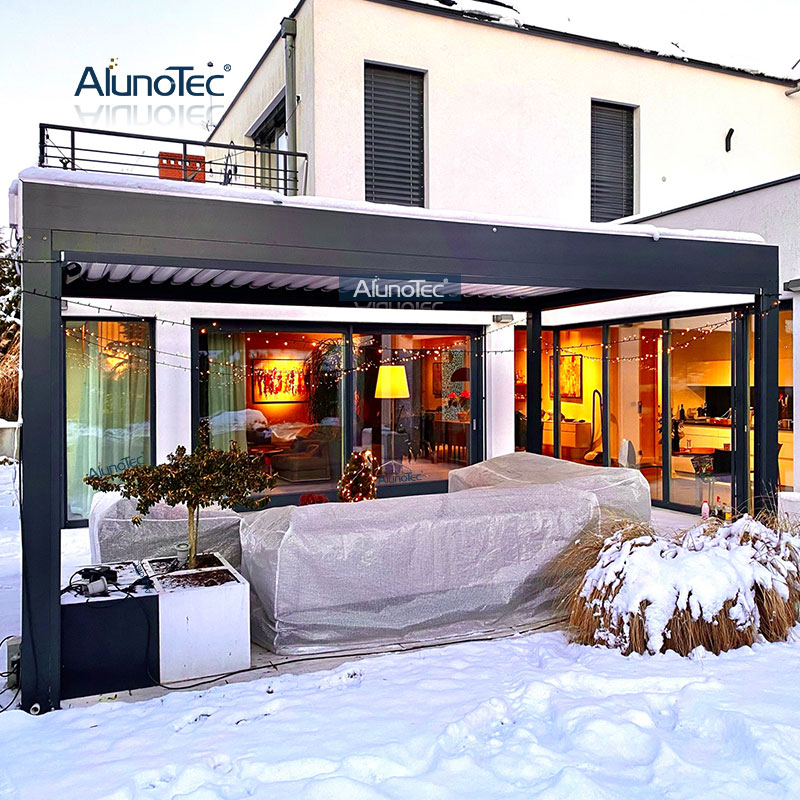 AlunoTec Pergo-Lux 20 Feet X 15 Feet Deliver Cost Black Pergola with Side Sun Shade