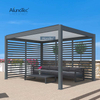 AlunoTec Manual Operation Garden Gazebo Kitd Sun Shade Opening Roof Aluminum Louvered Pergola