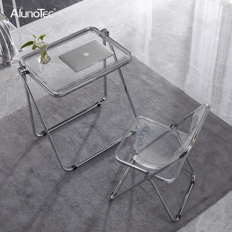Vintage Design Folding Side Desk Home Furniture in Chrome and Plastic