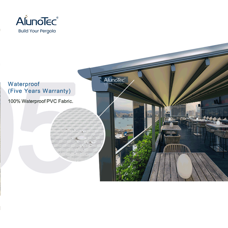 AlunoTec 10 Meters X 4 Meters Waterproof Pergola Retractable PVC Roof Cover