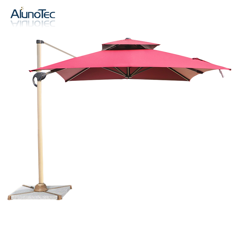 Roman Design Aluminum Folding Cantilever Outdoor Umbrella for Patio Sunshades 