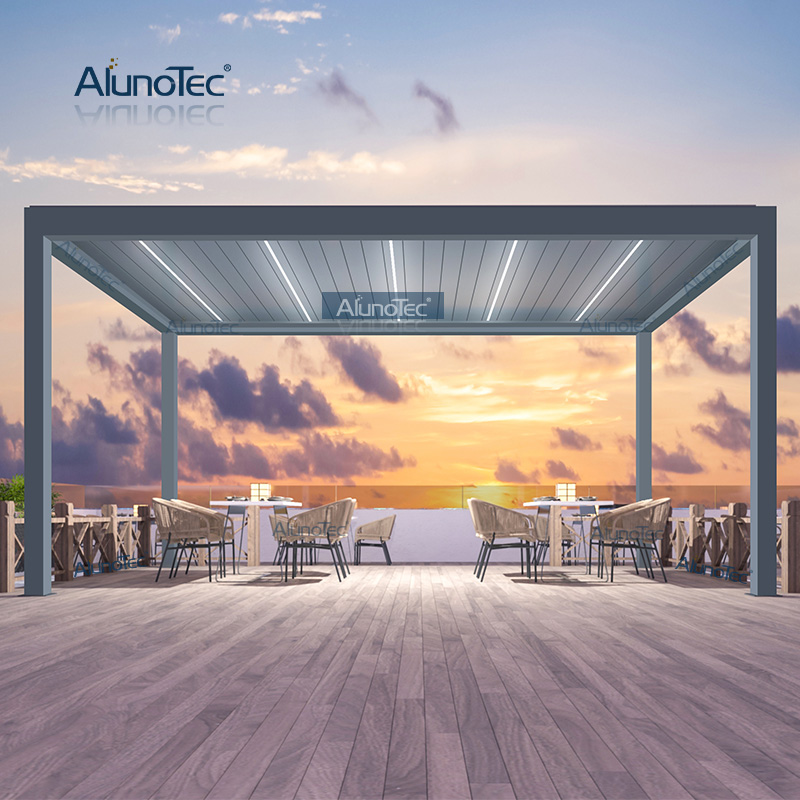 AlunoTec Outdoor Aluminum Pergola Louvered Roof Terrace Roof Bioclimatic Pergolas Arches Arbours Awnings Pergola Kits
