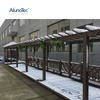 AlunoTec Wind Resistant Garden Plastic Wood Pavilion Patio Cover Roof WPC Wood Pergola Arched Gazebo Canopy