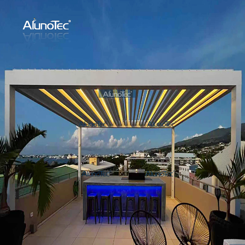 AlunoTec Configuration Pricing Area Home Deck Aluminum Pergola Privacy Shades with Sliding Glass Doors