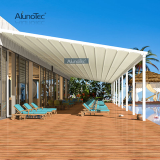 Outdoor Folding Motorized Retractable Roof with Louvered Roof