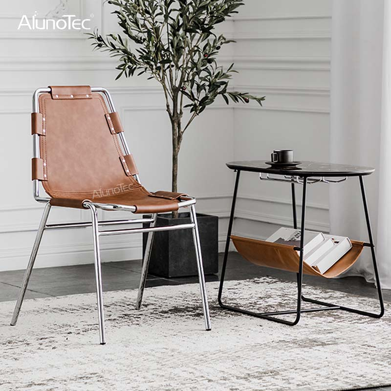 Luxury Design Furniture Steel Chrome Frame Leather Office Chair For Living Room