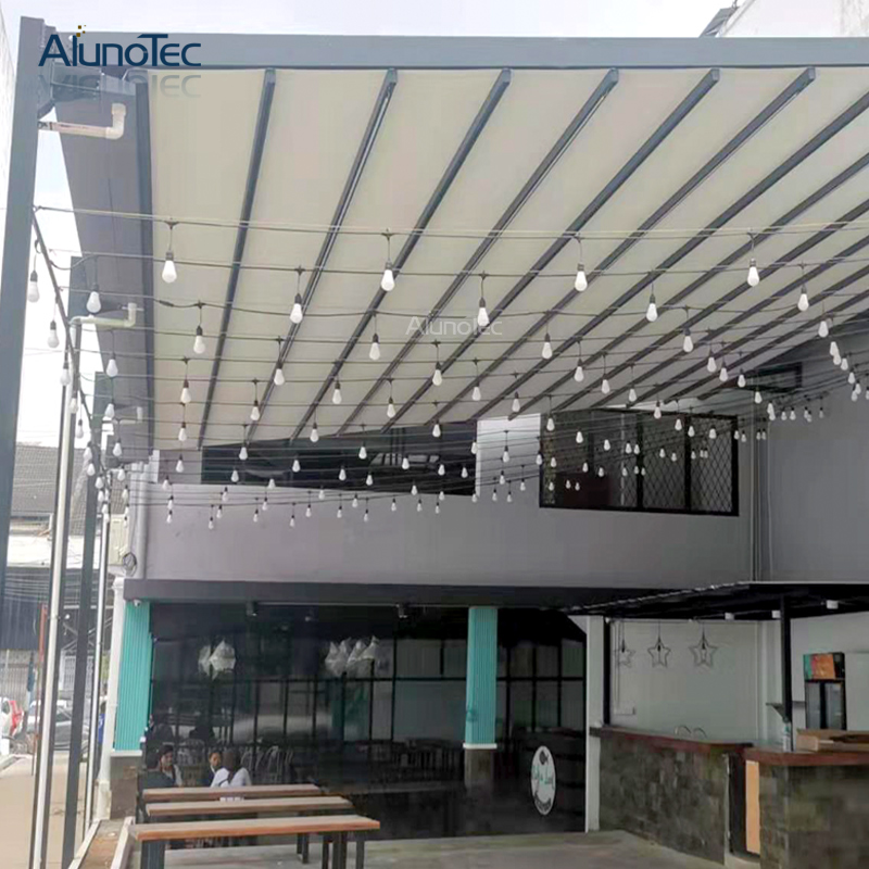 Remote Controlled Pergola Awning Motorized Retractable Roof with Operable Louvers 