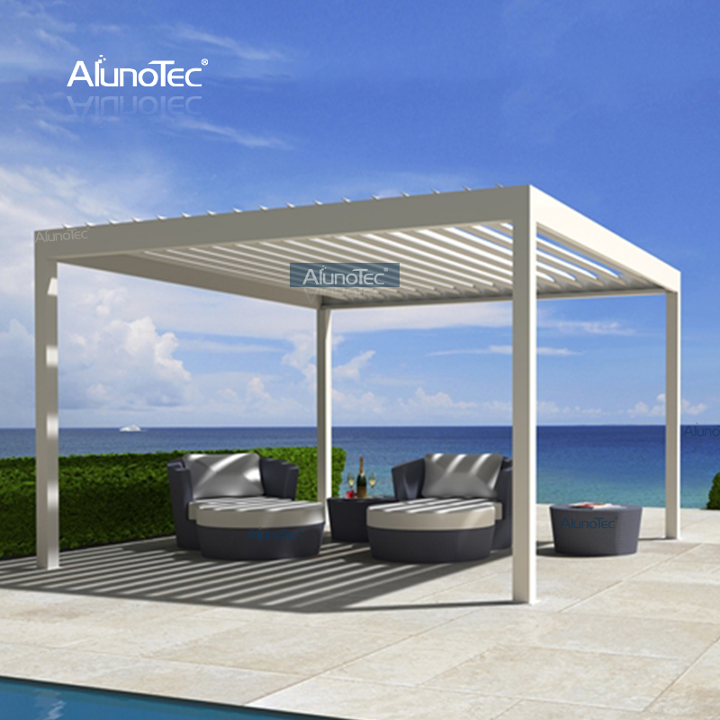 AlunoTec A Pergola 5.5 M X 4.5 M Motorized Retractable Roofs Motorized Louvre Roof For Quote