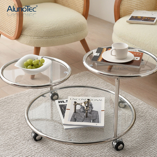 Modern Dseign Home Round Movable Side Table Rotating Coffee Table