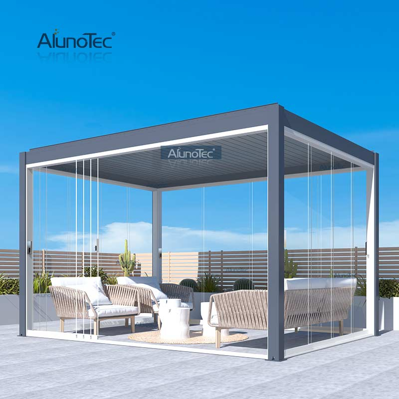 AlunoTec Wholesale Waterproof 3x4 Aluminum Gazebo Louvre Roof Freestanding Patio Canopy Garden Pergola 