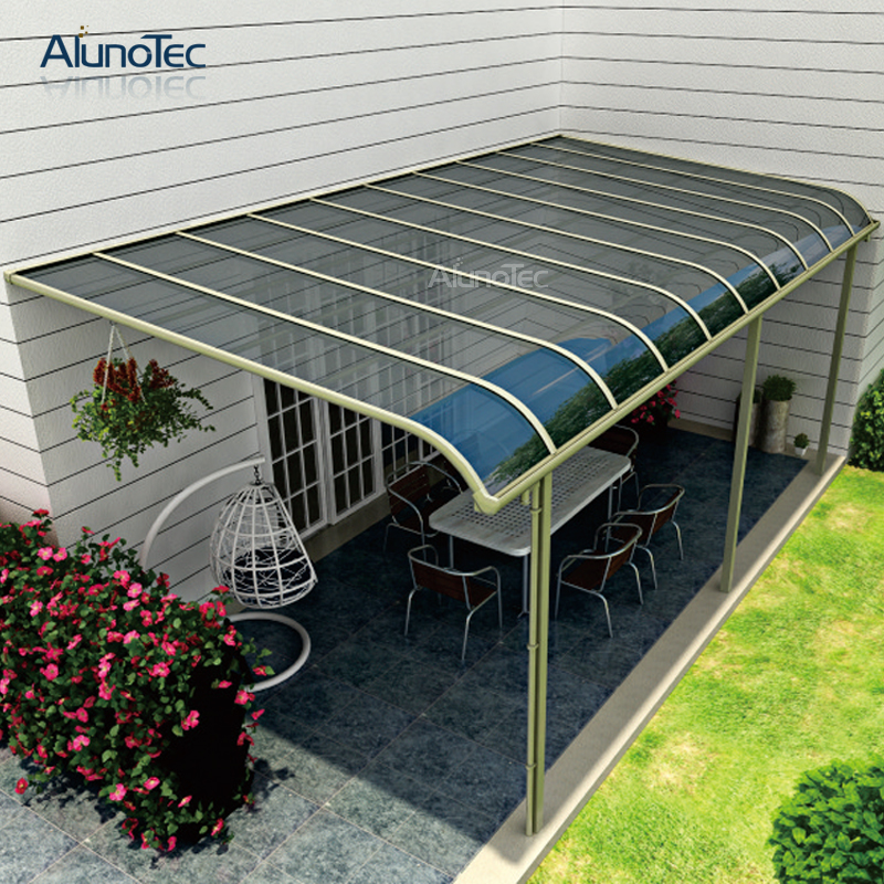  Waterproof Patio Awning Polycarbonate Aluminum Balcony Roof Gutter Outside Straight Canopy 