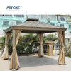AlunoTec Durable Outdoor Sunroom Pavillion Kit Tent Green House Aluminum Pergola Hardtop Canopy Gazebo