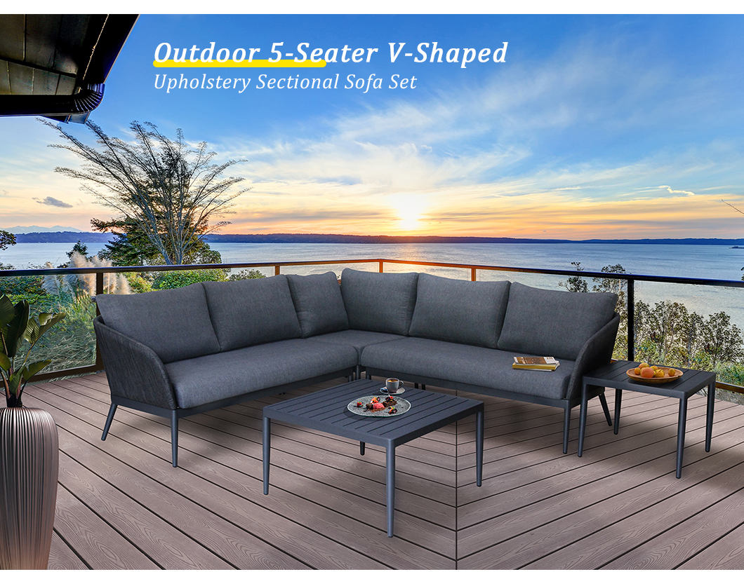Outdoor 5Seaters Patio Garden Furniture Upholstery Sectional Sofa Sets