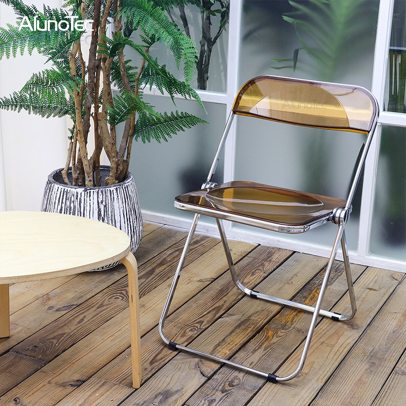 Modern Furniture Transparent Plastic Foldable Office Chairs In Chrome