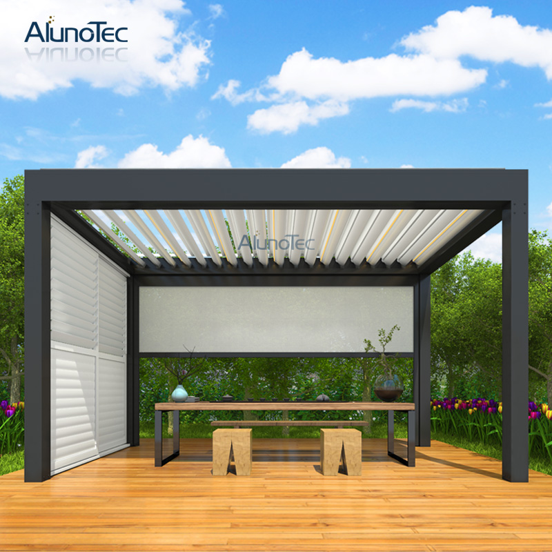 Motorized Aluminum Garden Gazebo Tent Canopy With Louver Roof