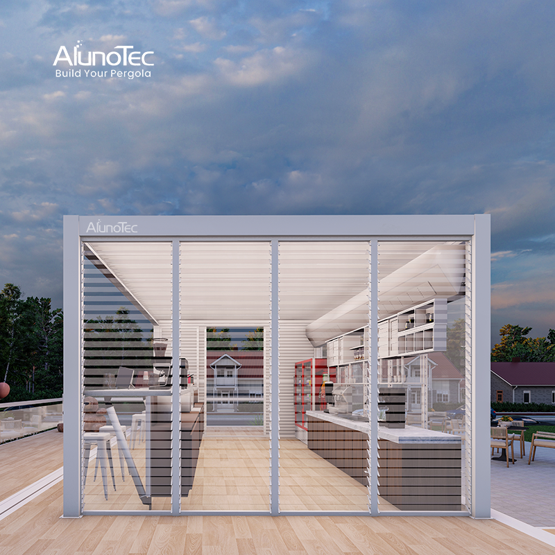 AlunoTec Heavy Duty Lux Freestanding Manual 3M X 4M Grey White Pergola for Price