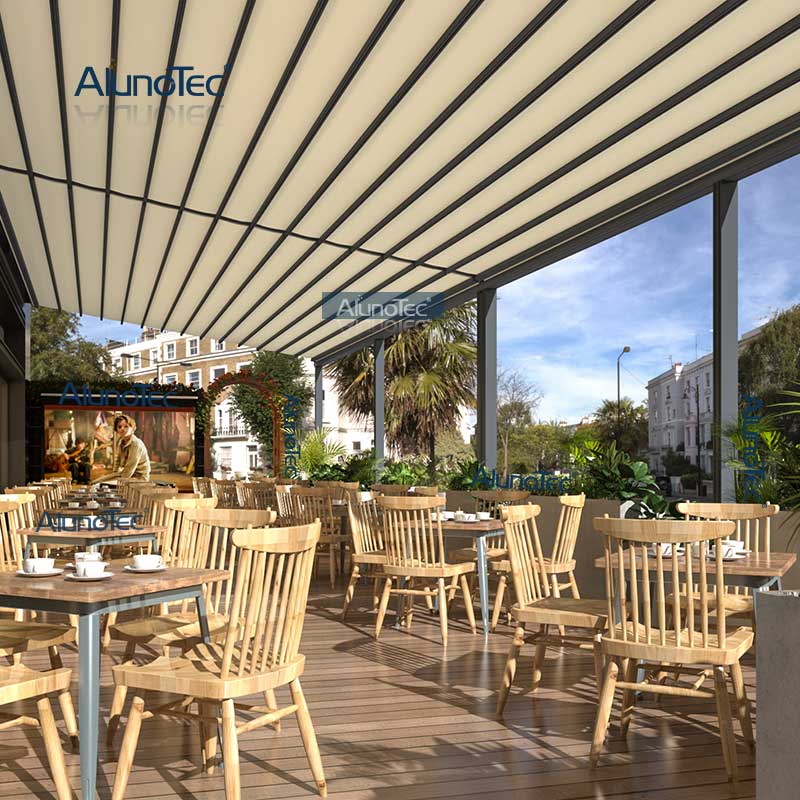 Folding Awning Retractable Roof Systems with Operable Louvers