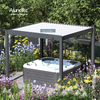 AlunoTec Backyard Space Area Cover White Grey Pergola for Hot Tub 