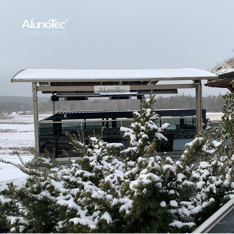 AlunoTec Gray Aluminium Frame Cantilever Snowing Resistance Carport For