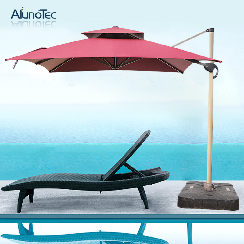 Rectangular Patio Umbrella Outdoor UV Resistant Canopy with Push Bottom