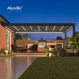 AlunoTec A White Pergola 30ft Long By 10ft Wide By 10ft Tall Electric Covering Louvered Roof Kits