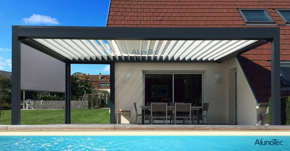 Aluminum Pergola with Side Screens For Your Private Massage Pool