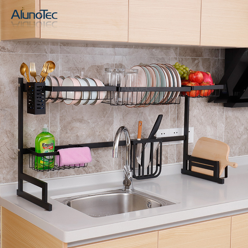 Black 85cm Kitchen Sink Drainer Organizer Stainless Steel ...